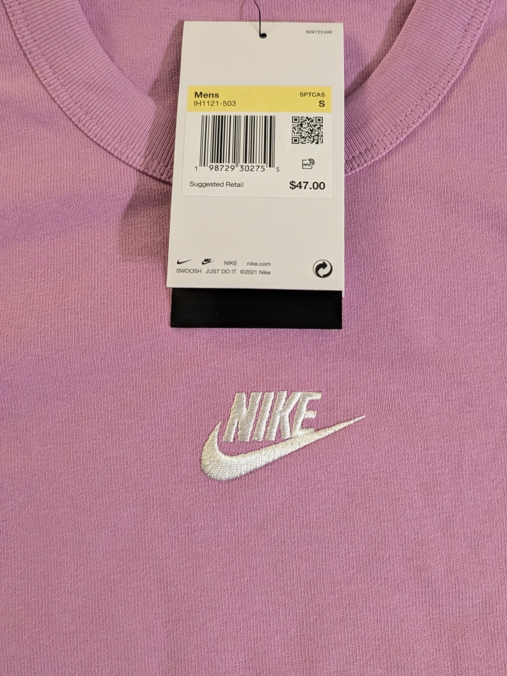 Nike Pink Lavender Crewneck with White Embroidered Swoosh